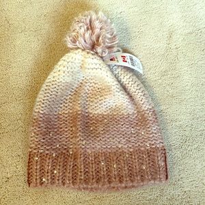 Claire’s pink and jewel beanie